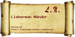 Lieberman Nándor névjegykártya